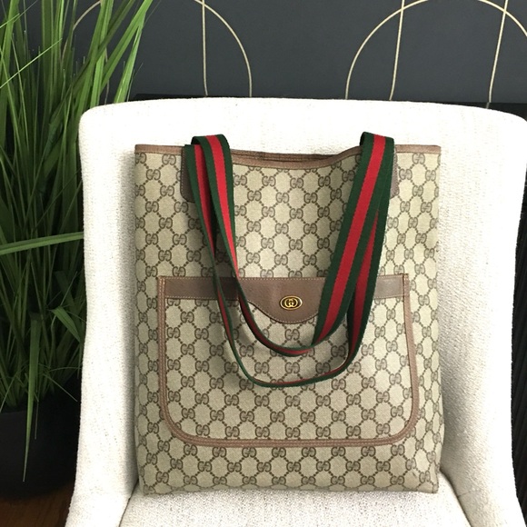 Gucci authentic brown monogram coated canvas tote bag - Picture 1 of 14